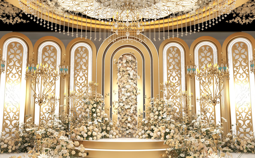 幸福路街道香槟色调婚礼堂效果展示