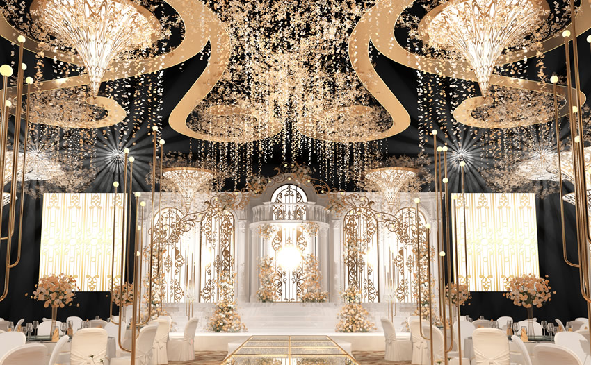 幸福路街道花木兰喜事汇金色大厅效果展示